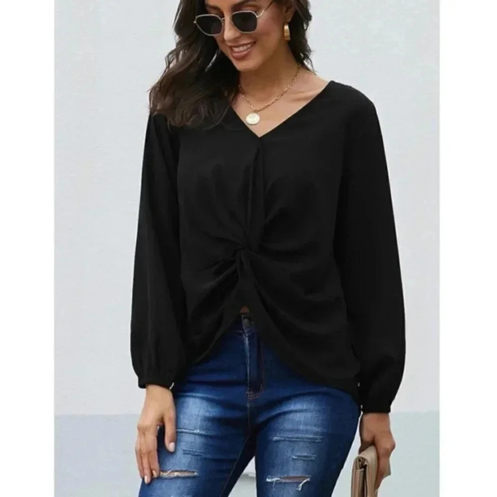 Black twist front Top
